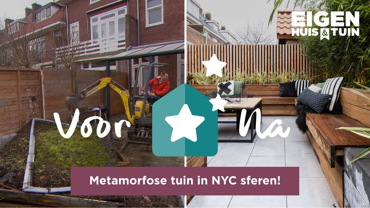 Van saaie, betegelde tuin naar hippe tuin in NYC sferen! | Metamorfose | Eigen Huis & Tuin