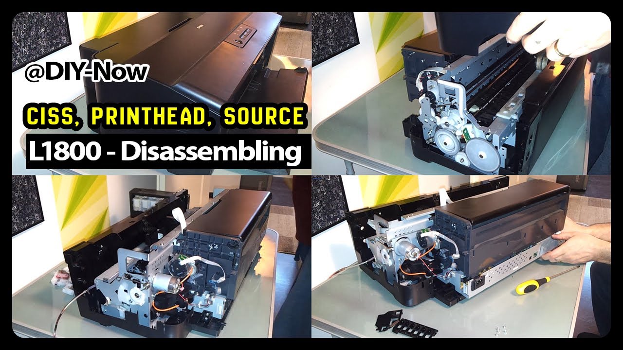 Epson L1800 disassembling, removing, take apart : CISS, printhead, power source