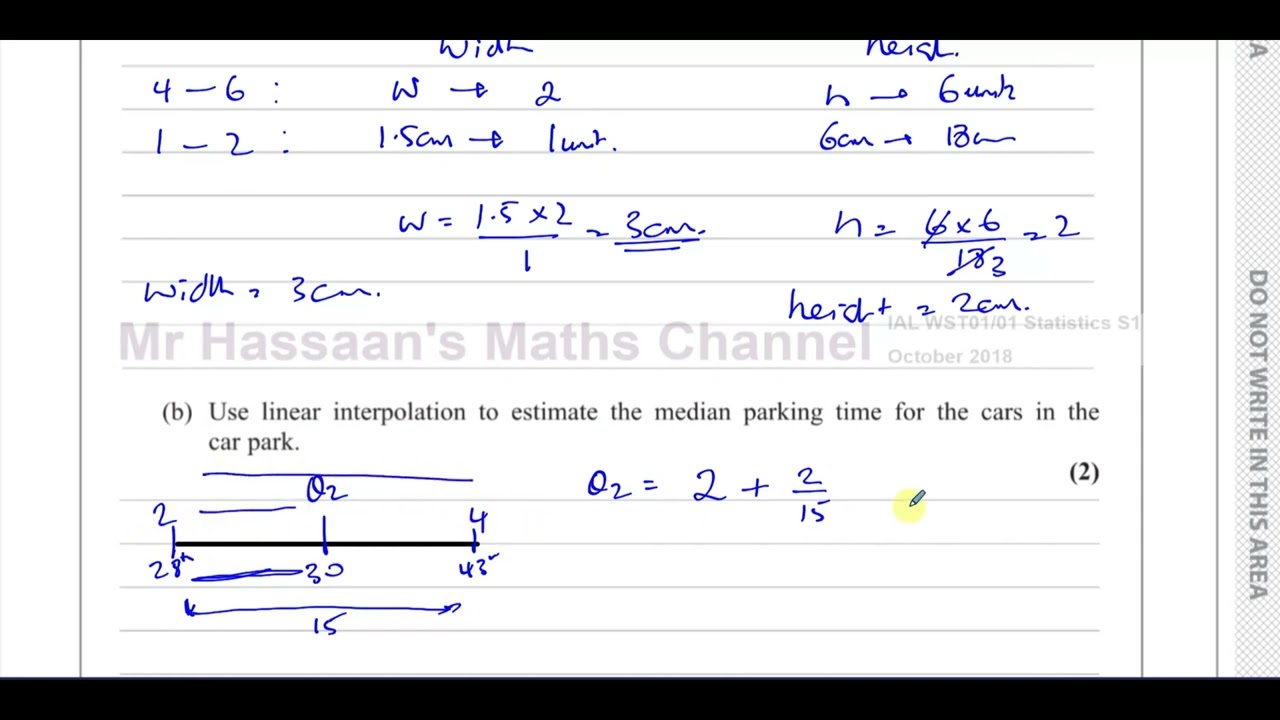 WST01/01, (Edexcel) IAL S1 October 2018, Q3, Histograms, Grouped Frequency, Bar Dimension, Mean, Sd