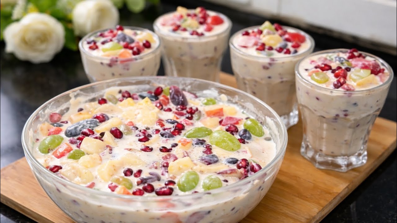 പാലോ കസ്റ്റർസ് പൗഡറോ പഞ്ചസാരയോ ഇല്ലാതെ iftar 💫special healthy fruit salaad😋iftar recipe 🤍🌙