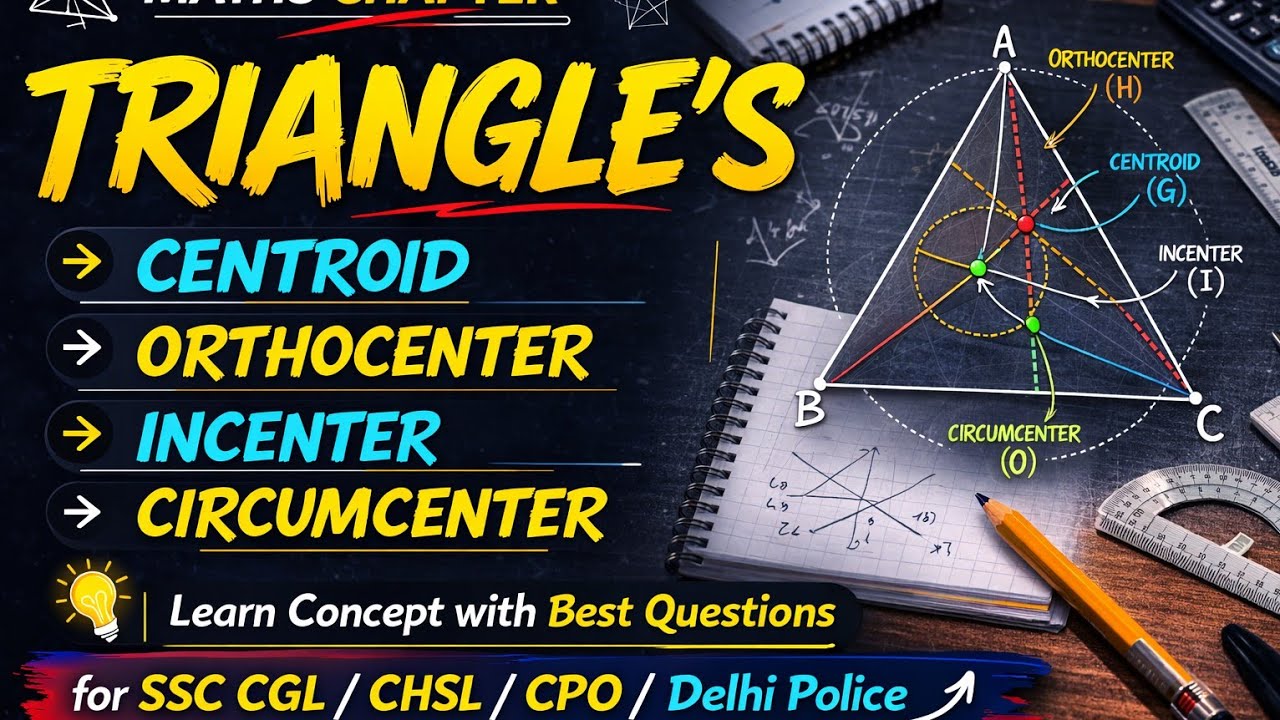 TRIANGLE's Basic Properties, Centroid, Orthocenter, Incenter, Circumcenter and Euler Line in Detail
