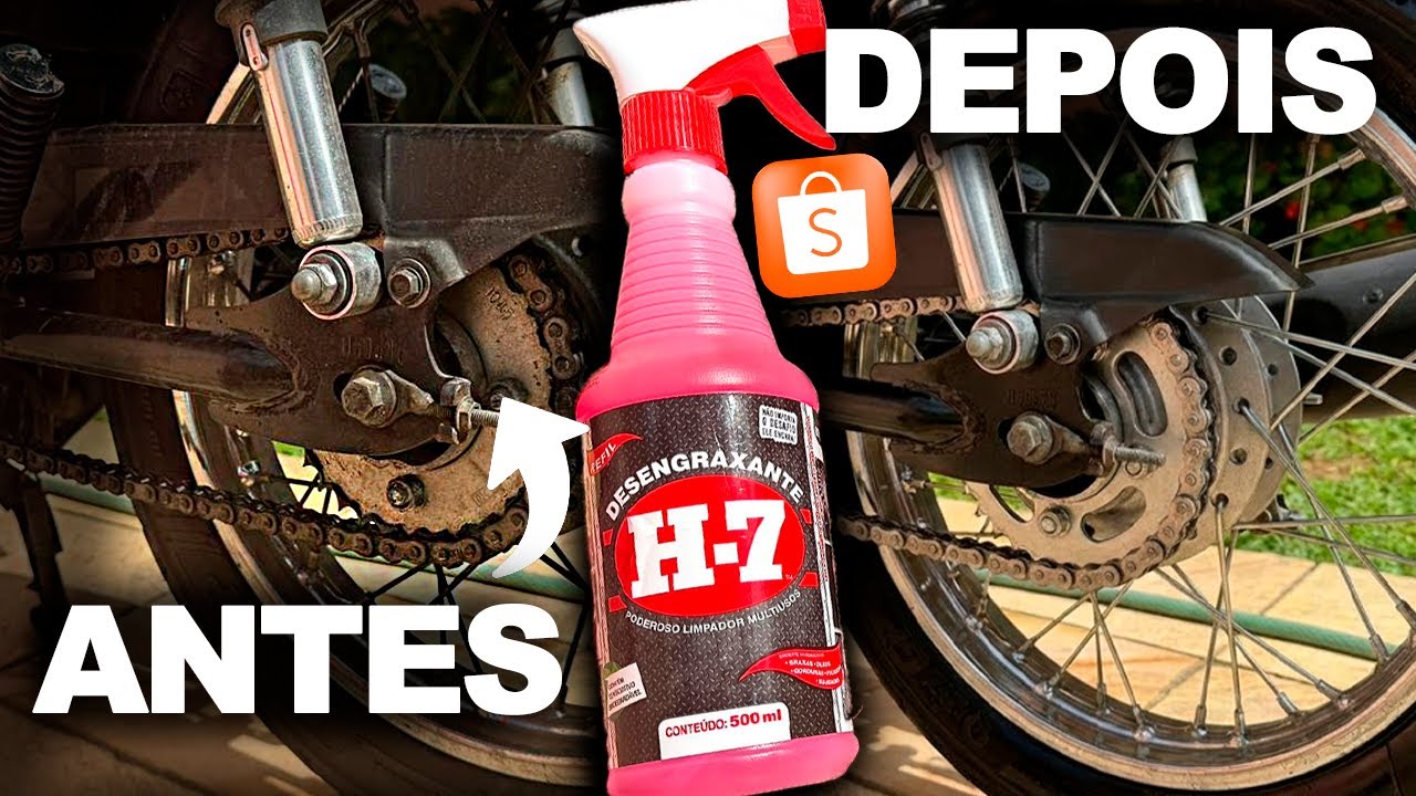 Desengraxante H7 é bom? - TESTE PRÁTICO PARA LIMPAR MOTO (O mais vendido da Shopee)