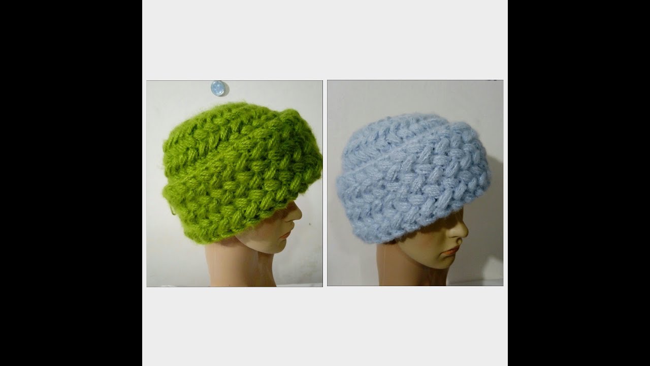 GORRO A CROCHET PUFF CON PUNTO TRENZADO