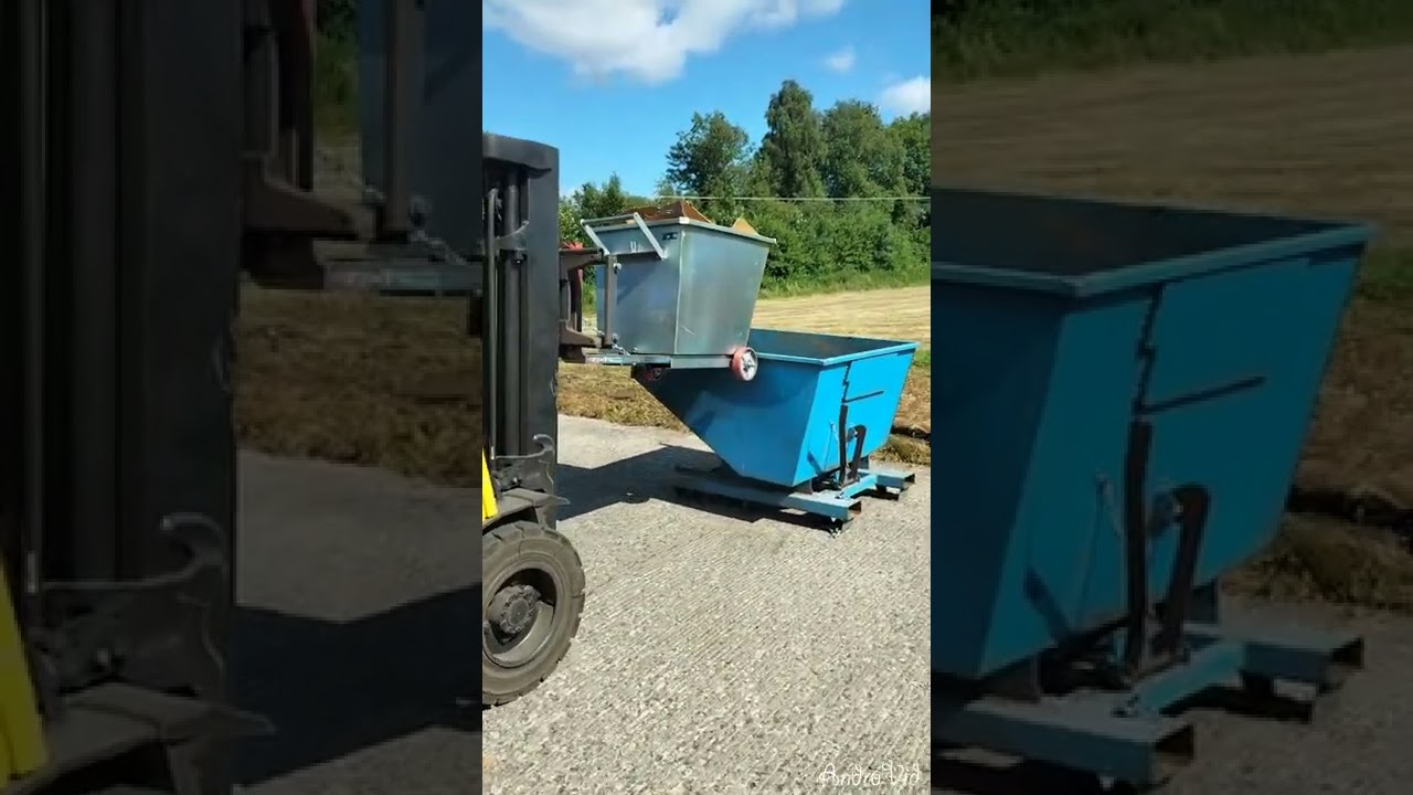 Tipping waste bin forklift attachment 350 litre.