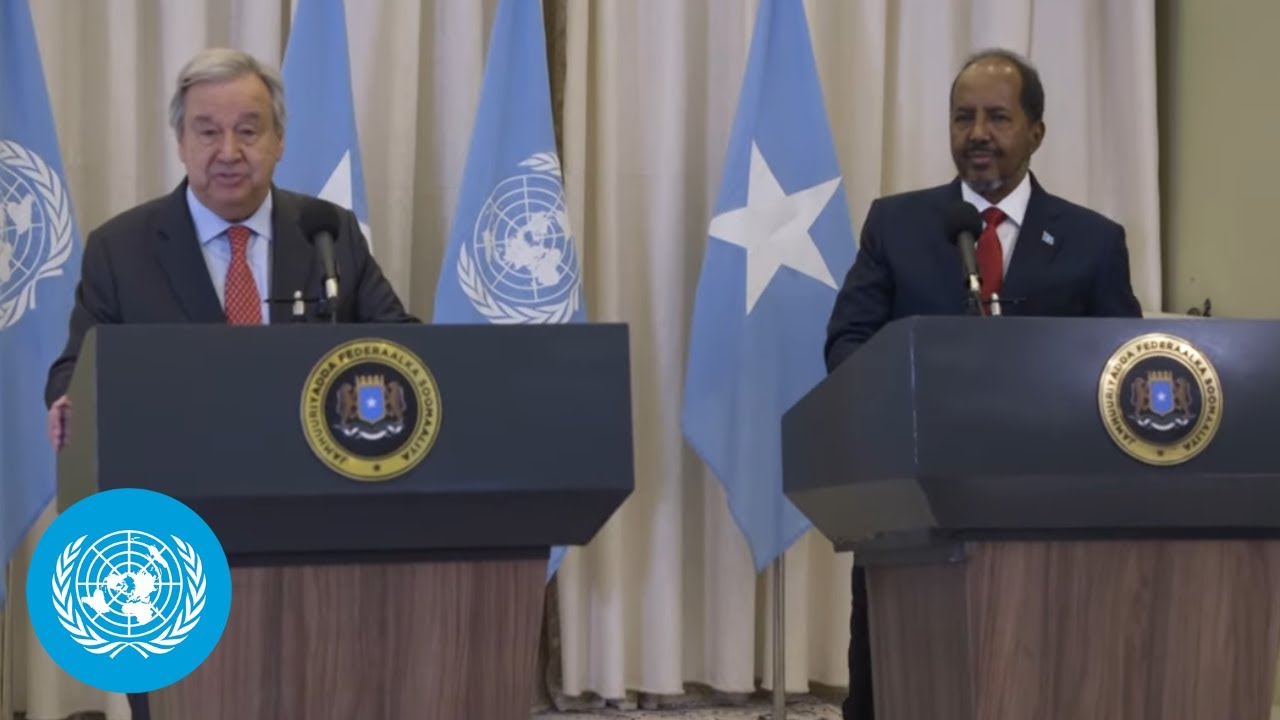 Somalia: UN Chief with President of Somalia, Hassan Sheikh Mohamud (Media Stakeout) | United Nations
