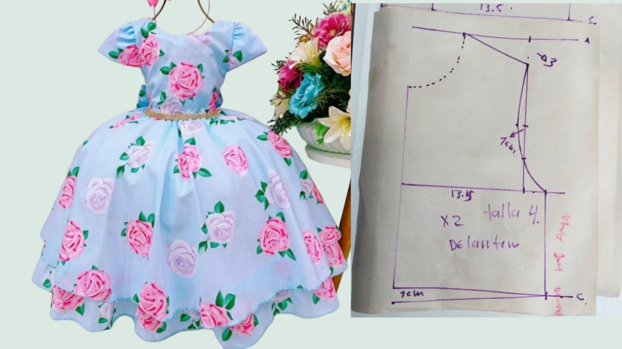 COMO HACER VESTIDO DE FIESTA  PARA NIÑA PATRONAJE  /Talla 4