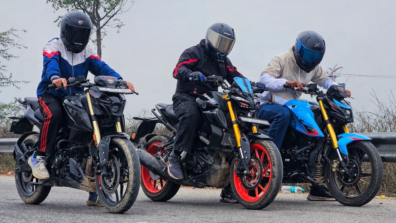 2025 TVS APACHE RTR 160 4V  VS 2025 YAMAHA MT15 VS BAJAJ N160 || DRAGRACE 