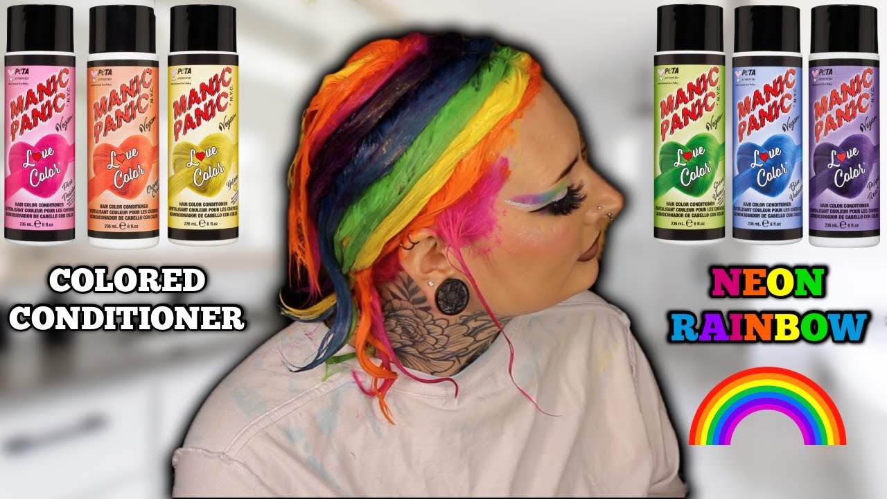 Радужные волосы с кондиционером для цвета Manic Panic Love🌈