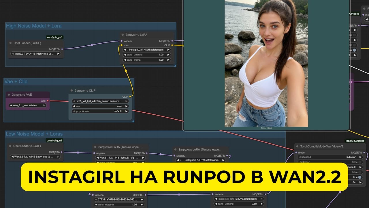 Запускаем insta girl на runpod в wan 2.2 пошагово