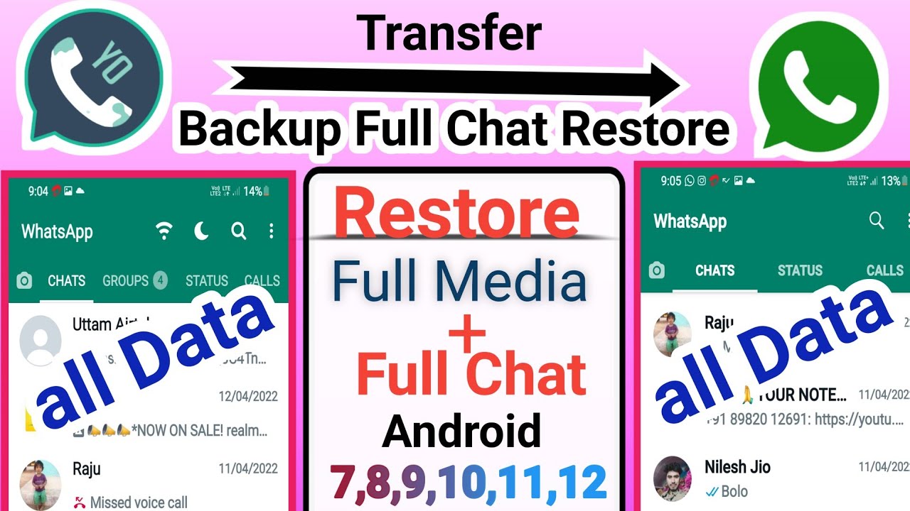 Backup YoWhatsApp To Normal WhatsApp |Media/Audio/Photo/Stickers | Restore Chat History WhatsApp
