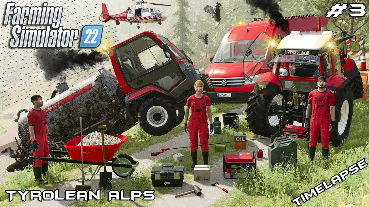 Unitrac застрял в грязи во время разбрасывания навоза | Тирольские Альпы | Farming Simulator 22 |...