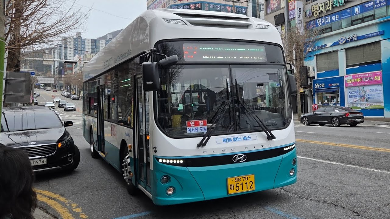 여수 (82 오동운수)[여서사거리~롯데첨단소재사택]구간 2025년 11월식 현대[HYUNDAI] 일렉시티2[ELEC CITY]|| 수소전기버스 FCEV⚡️저상 앞면 주행영상