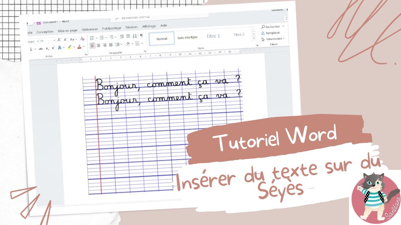 Tutoriel word Insérer du texte sur du séyès