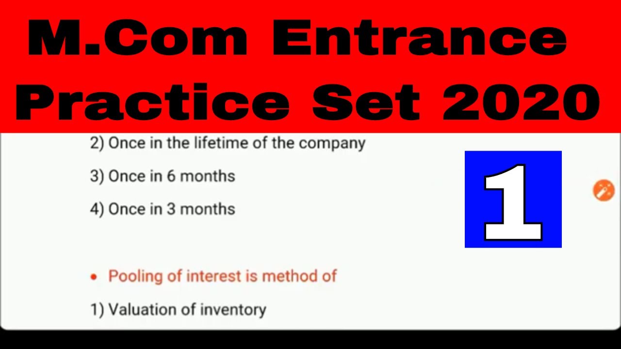 M.Com Entrance Practice Set 2020