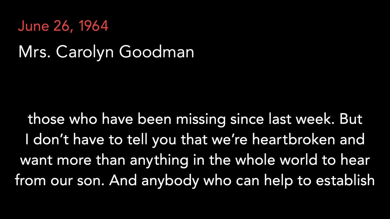 June 26, 1964 | Andrew Goodman&rsquo;s Mother Speaks Out