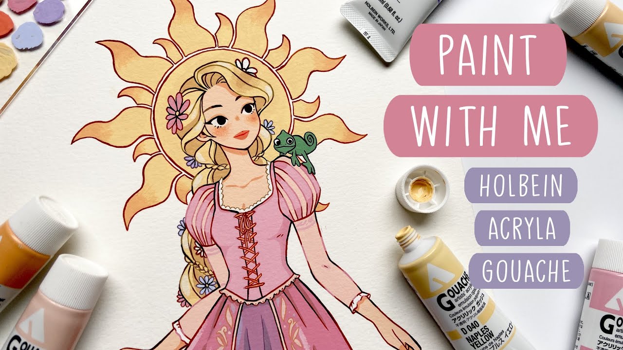☀️ Rapunzel ☀️ Relaxing Holbein Acryla Gouache Painting Process / Disney Princess #06