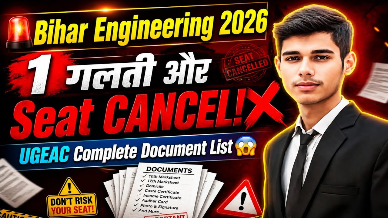 Bihar Engineering 2026 🚨 UGEAC Document List | 1 गलती और Seat CANCEL! ❌ (Full Counselling Guide)