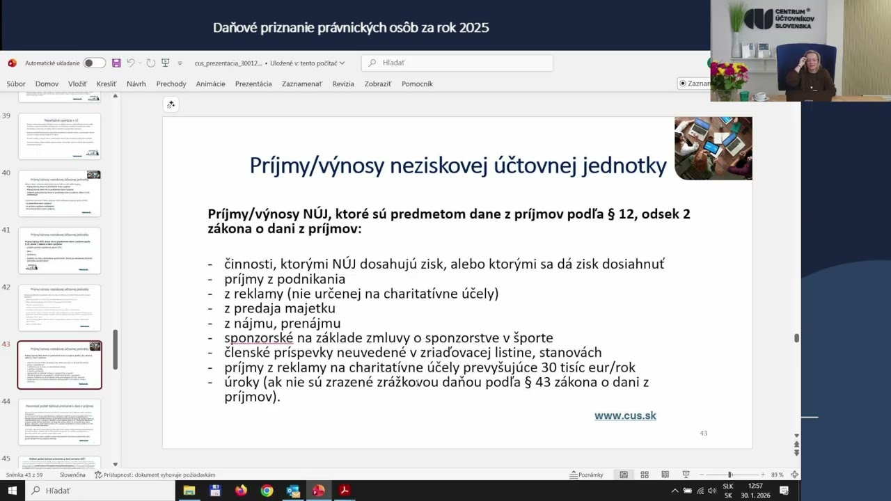 Príjmy/výnosy neziskovej ÚJ, ktoré sú premetom dane z príjmov