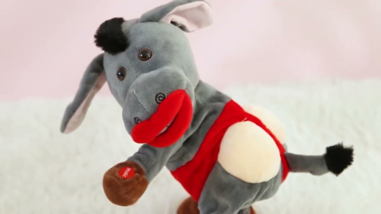Houwsbaby Dancing Donkey Toys Funny Hip Shaking Wiggling Donkey Singing Electronic Plush Toy