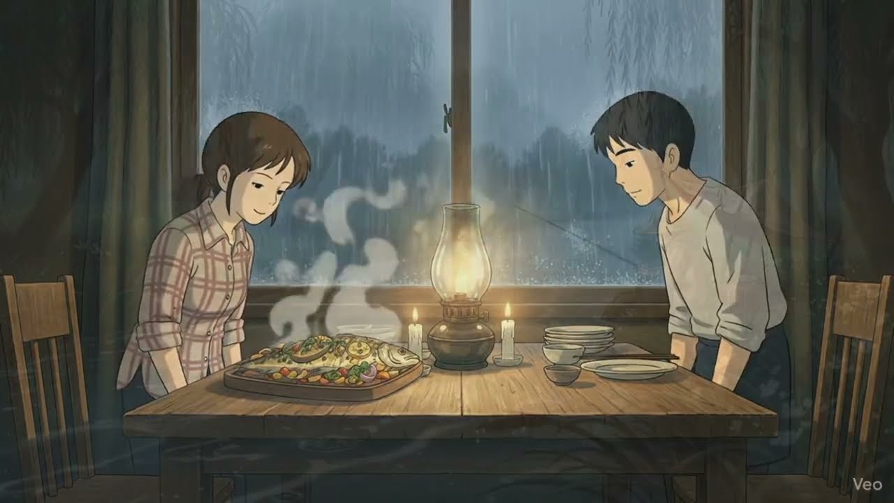 countryside rainy ☔💧 day...cooking 🐟slowdown your life. #homemadefood #ghibli #countryside #cozyfood