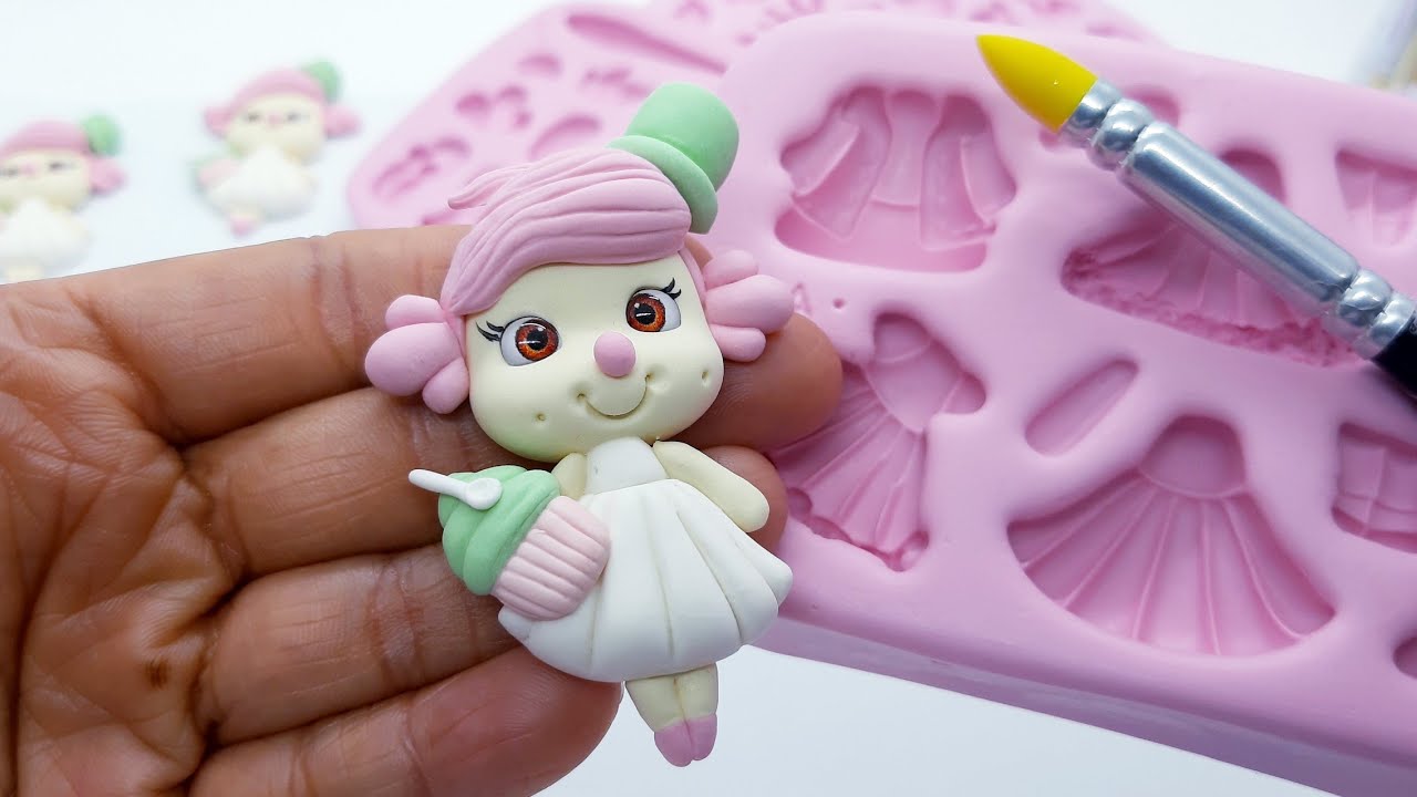 APLIQUE DE BISCUIT PARA LAÇOS - PALHACINHA DOCEIRA - MOLDE MARCELA ARTEIRA