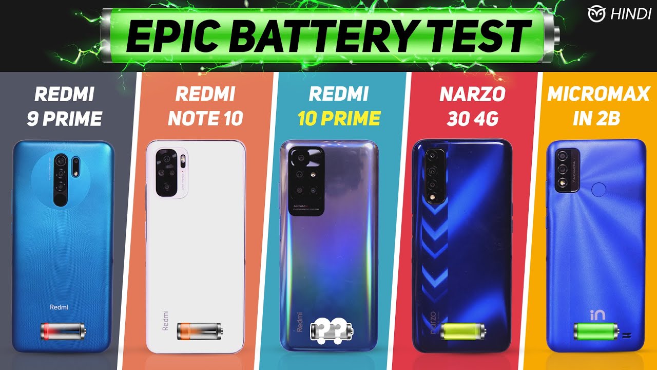 Redmi 10 Prime vs Note 10, Narzo 30, Micromax IN 2b Battery Drain Test | Helio G88 vs G95 Gaming