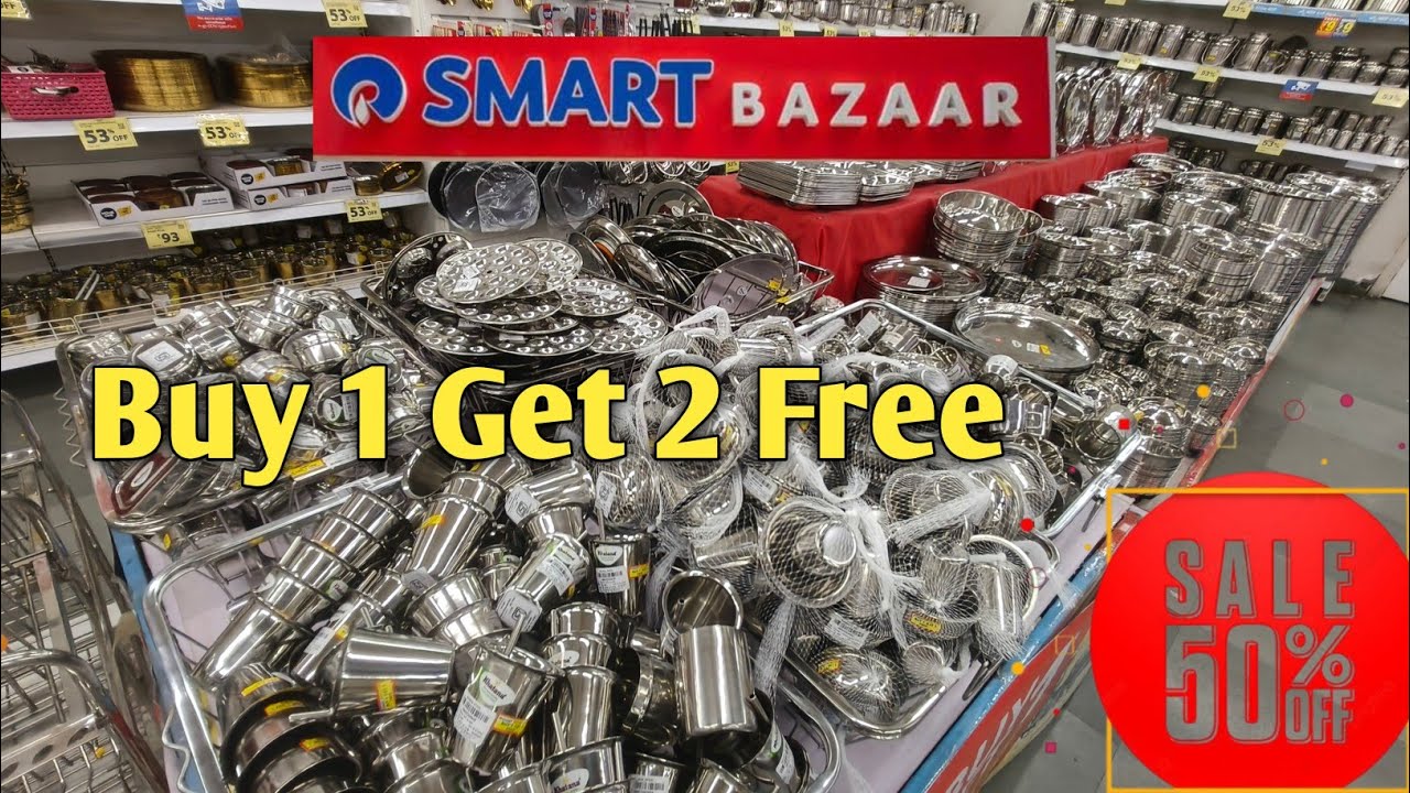 🔥Reliance Smart Bazaar Clearances Sale 80% off, buy 1 get 1 offers,new kitchenware & household item.