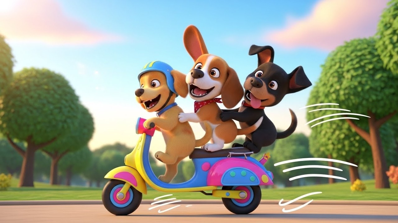 Три маленьких щенка на самокате 🐶🛴😄 | Мультфильм для детей и весёлые приключения