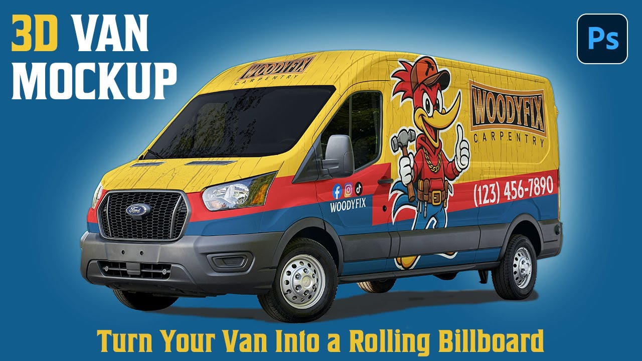 3D Van Wrap Mockup Design | Realistic Vehicle Branding Showcase