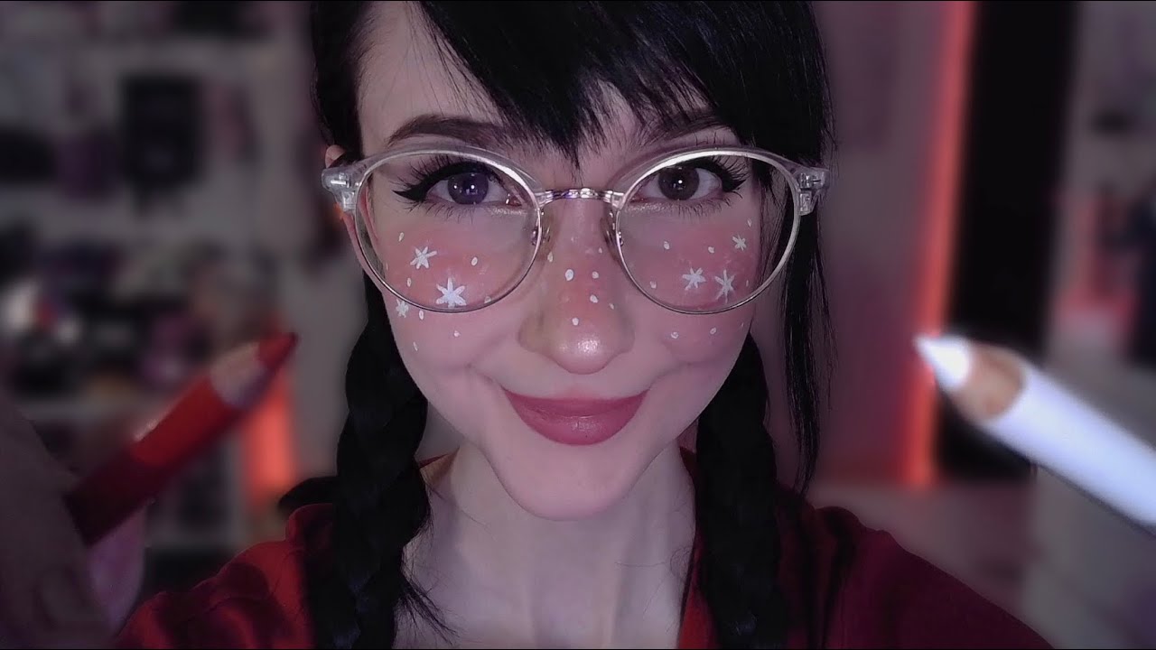 ASMR ☾ drawing little things on your cute face ❄️ christmas party rp