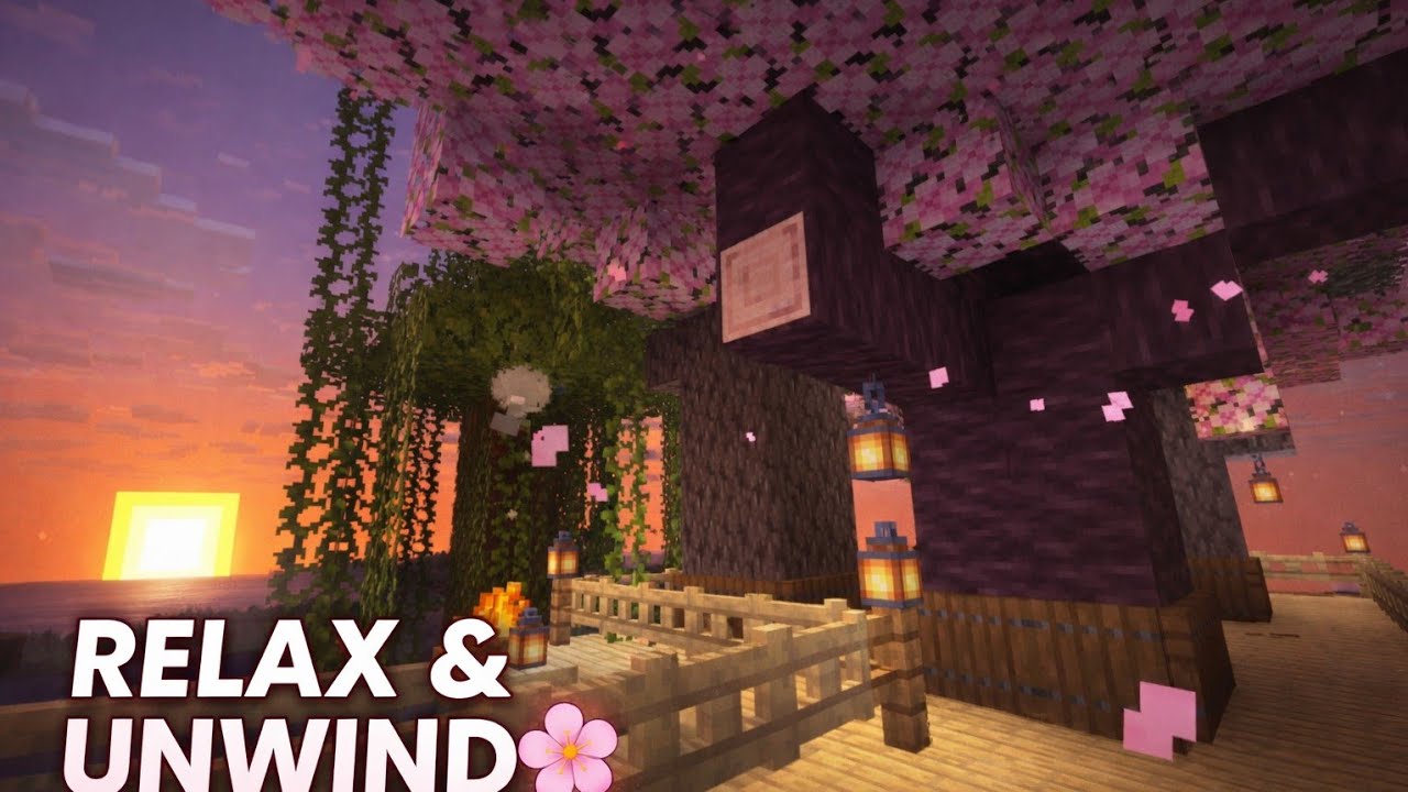 Minecraft Cherry Blossom Day Cycle 🌸 Relaxing Background Ambience (20 Min Loop)