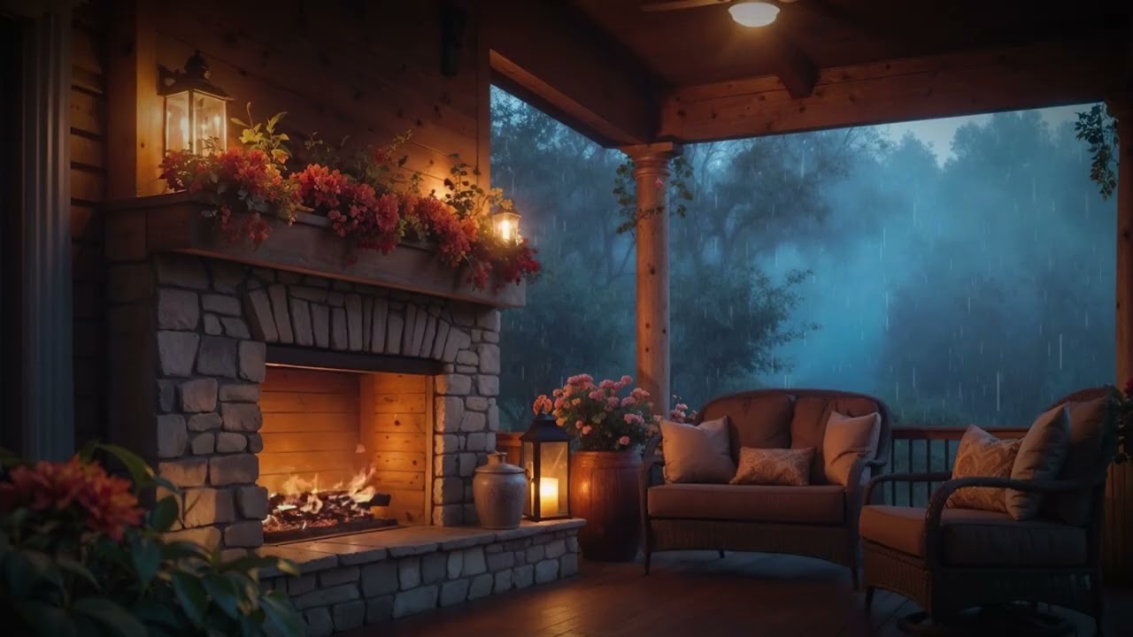 Remove Noise Instantly 🌧️ Cozy Rain & Fireplace Ambience| 8-Hour Relief