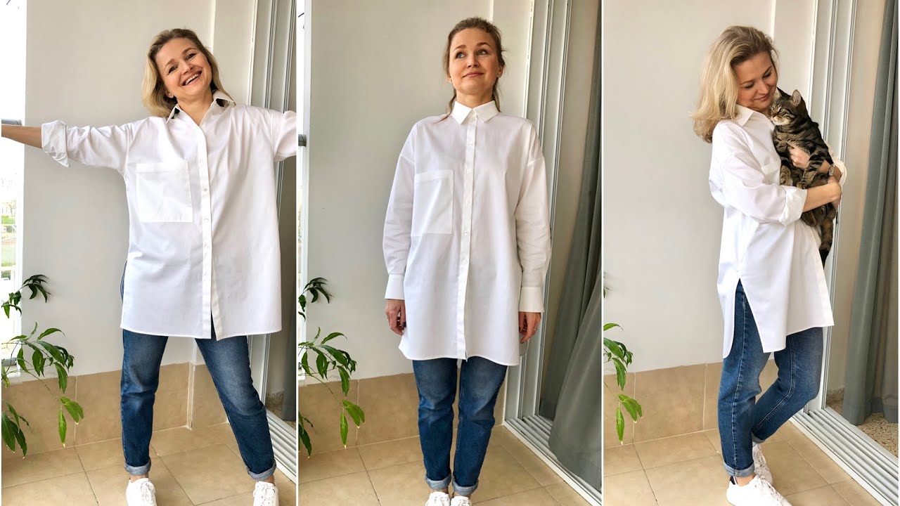 Люксовая обработка рубашки. Как сшить блузку без оверлока. Sew a shirt. Оверсайз выкройка. #23