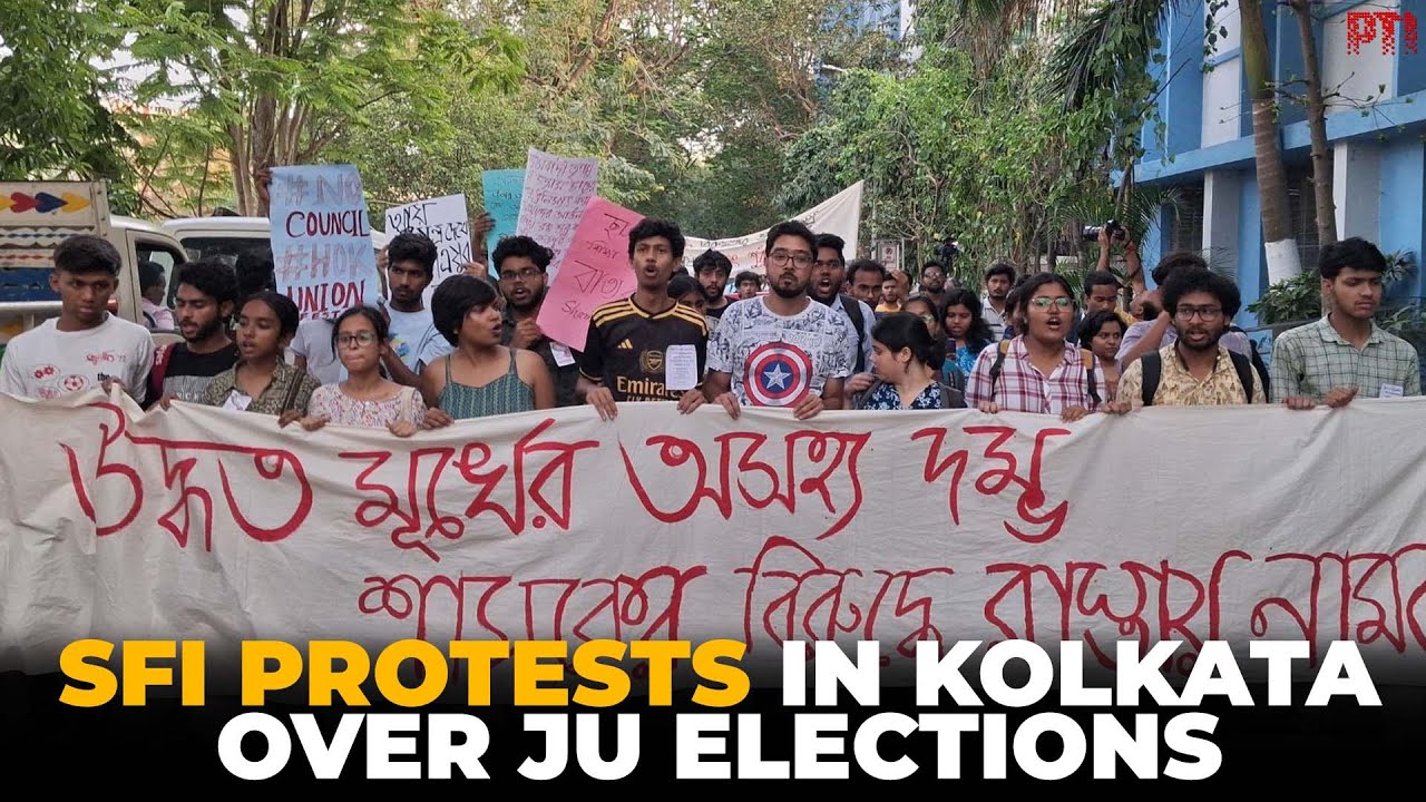 SFI protests in Kolkata, demands student elections at Jadavpur University