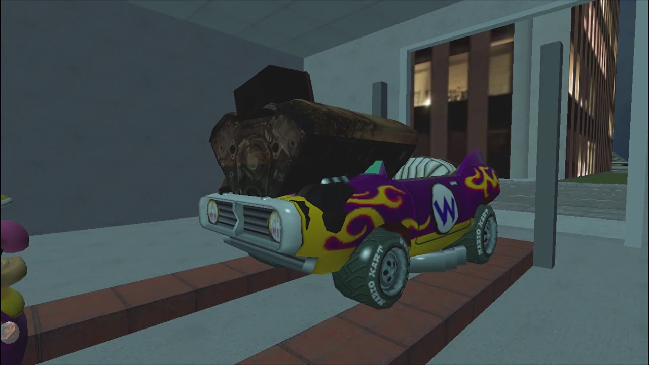 Wario dies after swapping the engine in his kart