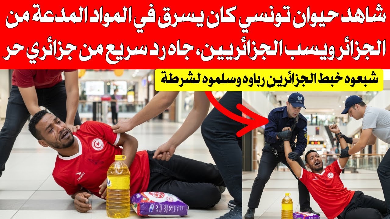 شاهد تونسي ناكر الخير يسرق في المواد المدعمة من الجزائر ويسب الجزائريين، فجائه رد سريع من جزائري حر