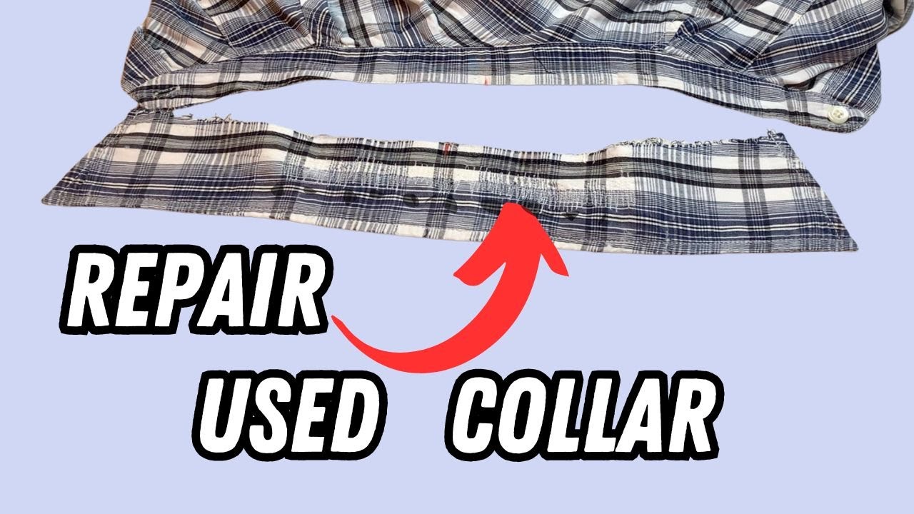 A sewing trick on how to fix the worn shirt collar with the invisible mending!