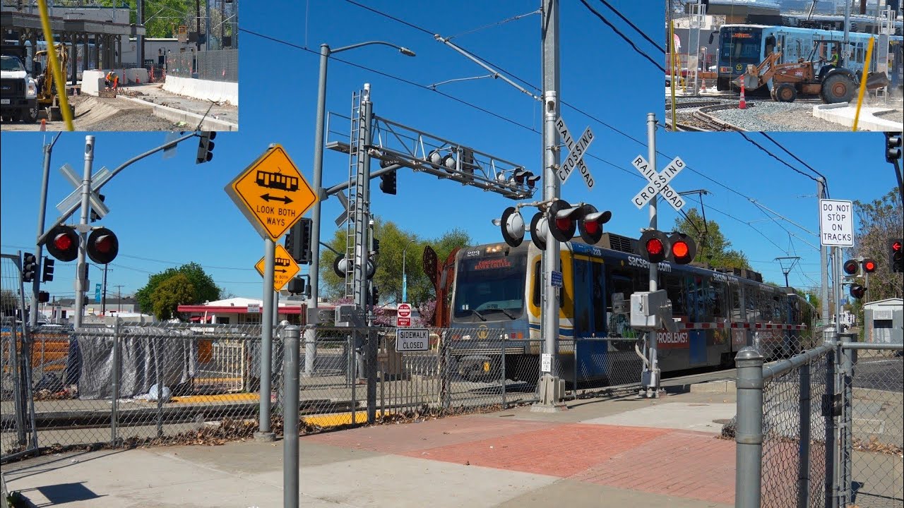 Richards Blvd. Railroad Crossing & Future Dos Rios Station 3-12| SacRT Light Rails, Sacramento CA