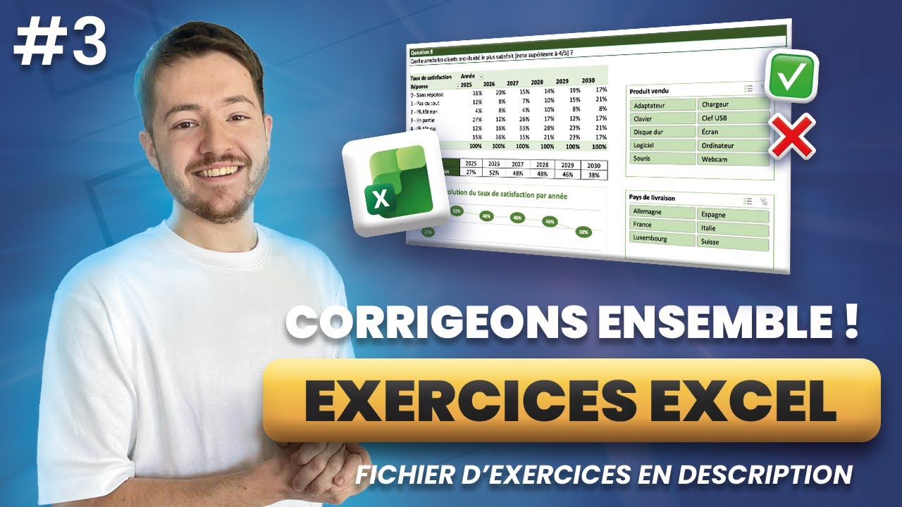 EXERCICES EXCEL avec CORRIG&Eacute; complet : niveau interm&eacute;diaire ! #3
