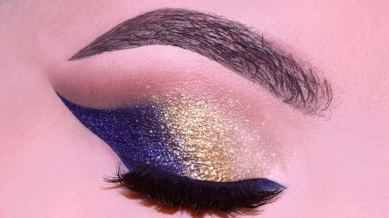 Foxy Eyes Glitter Gold Blue Makeup Tutorial | Melissa Samways