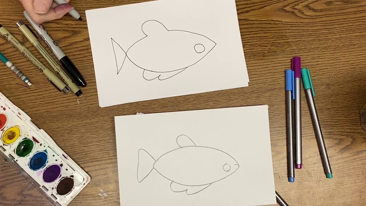 Zentangle fish drawing