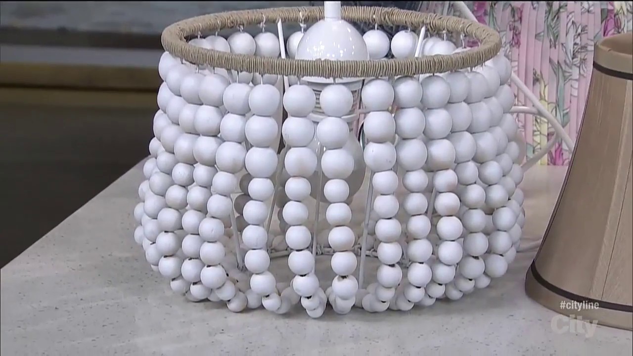 A DIY wood bead chandelier