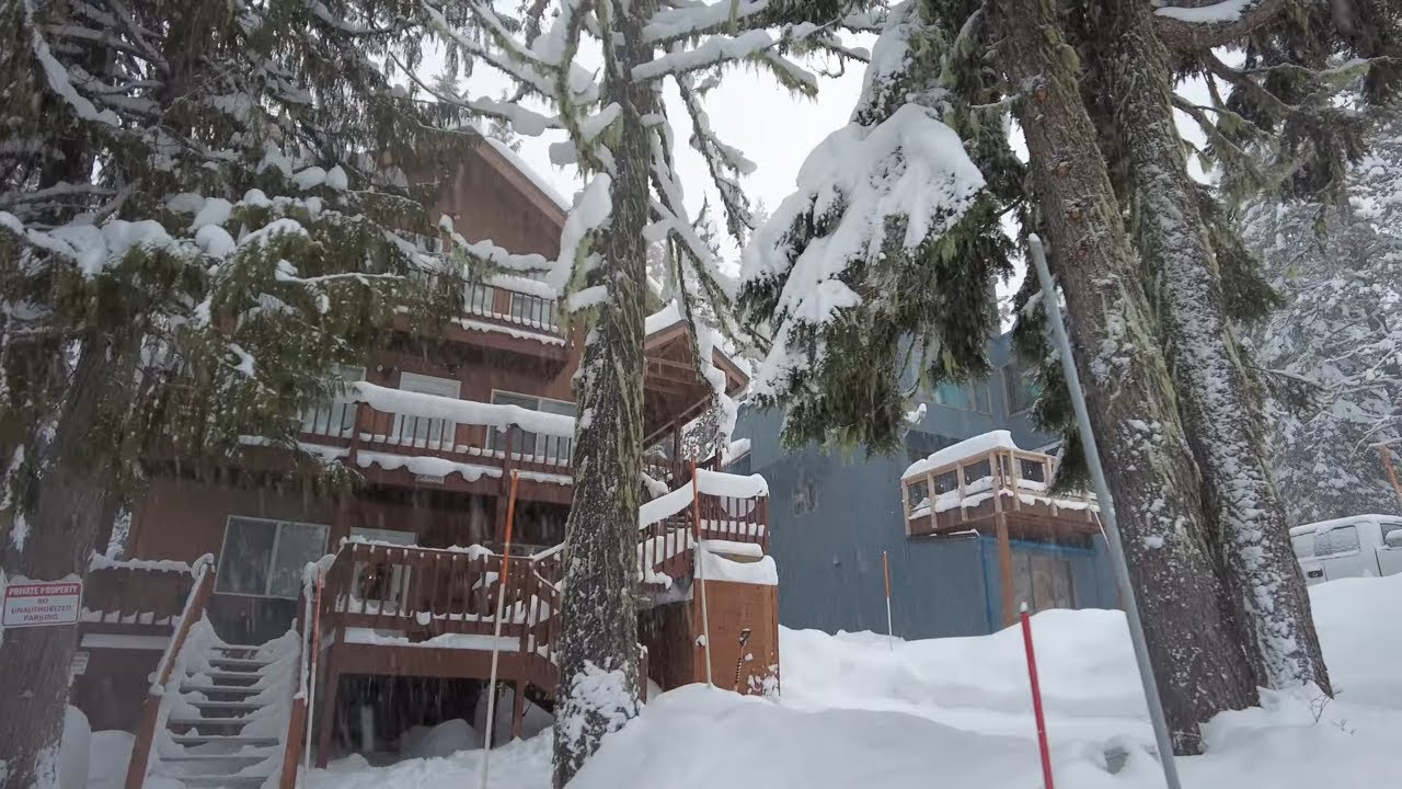 Heavy Snowfall in Oregon Mountain Village, Government Camp (February 2025)