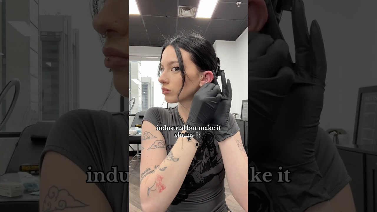 Industrial piercing but make it chains ⛓️ | Melbourne Piercer @lyla.piercings