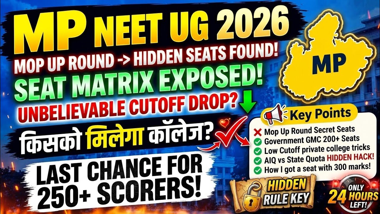 🔴MP NEET UG 2026: Mop Up Seat Matrix Exposed! 🚨 Hidden Seats Found & Unbelievable Cutoff Drop?