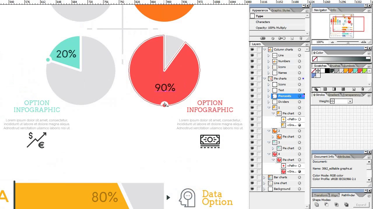 Graphs for Minimal Flat Infographic