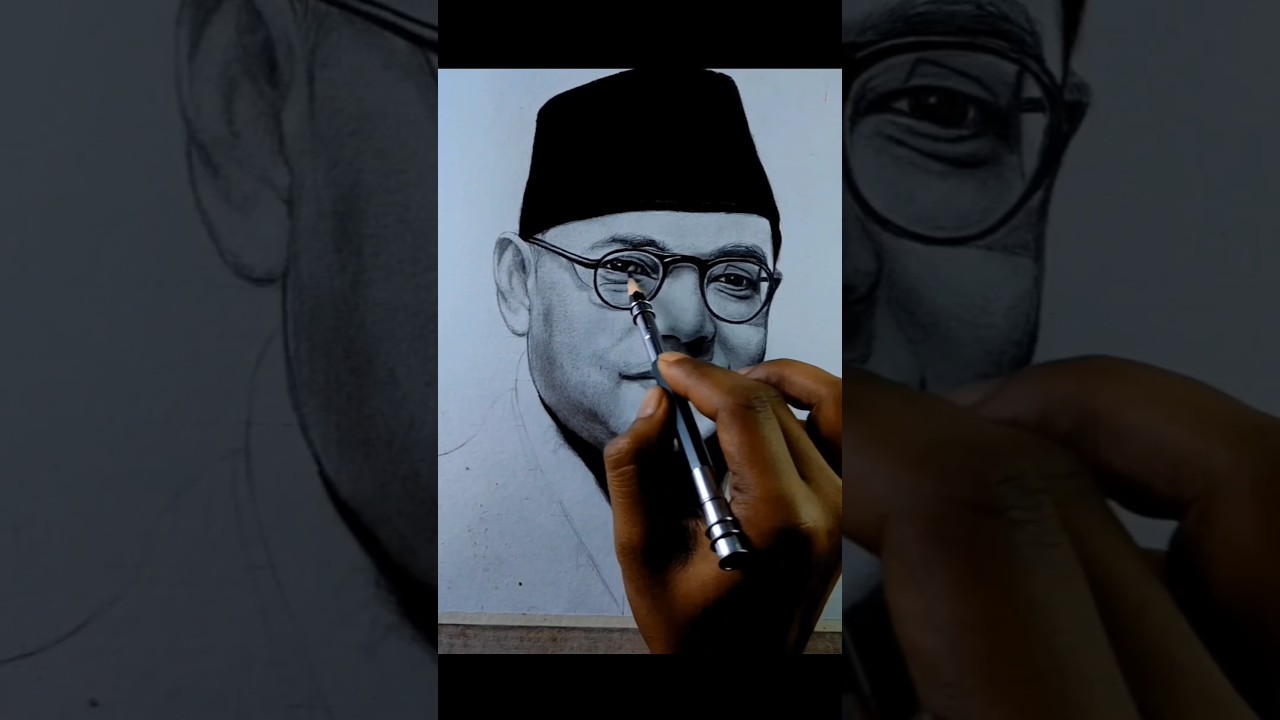 Netaji Subhash Chandra Bose Realistic Drawing ✍️❤️, Netaji jayanti 🇮🇳, Republic Day drawing #netaji