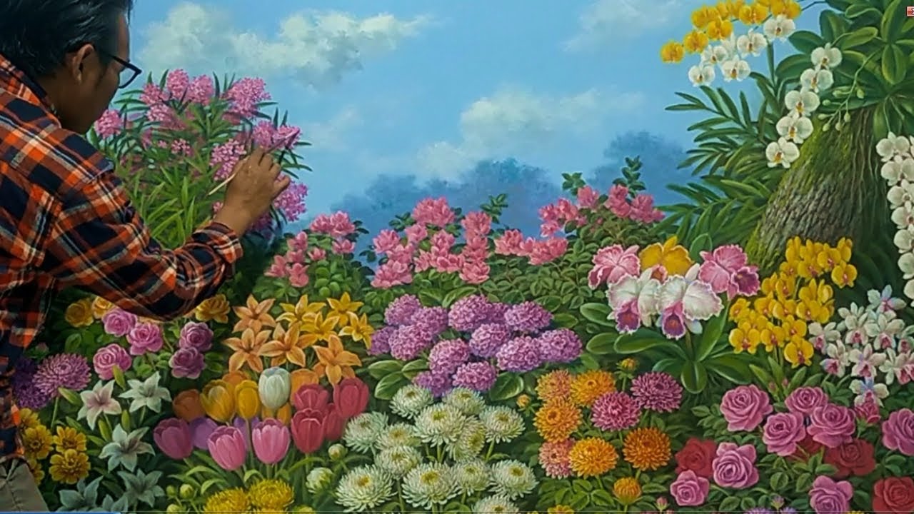 HOW TO DRAW BEAUTIFUL FLOWERS / CARA MELUKIS - MENGGAMBAR BUNGA DENGAN AKRILIK  BY DANDAN SA,TTR 149