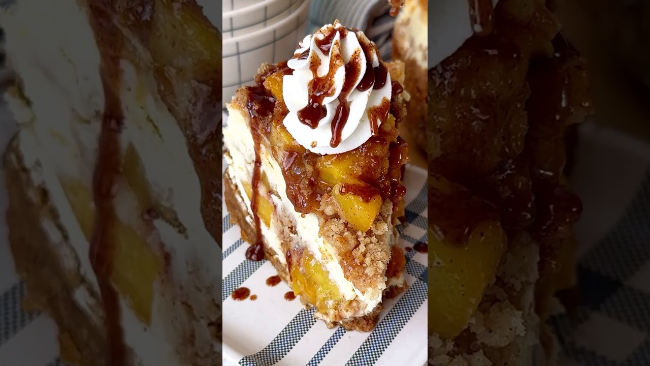 A perfect Peach Crumb Cheesecake #recipe #easyrecipe #cheesecake #peach #dessert