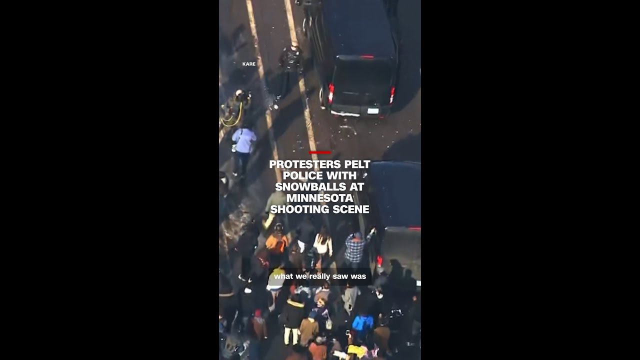 Protesters pelt police with snowballs at Minnesota shooting scene